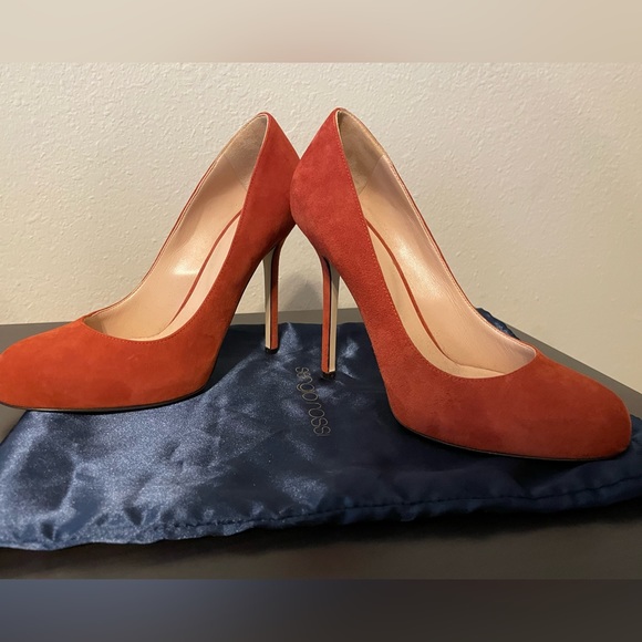 Sergio Rossi round roe terracota suede platform pumps 38 - Picture 6 of 9